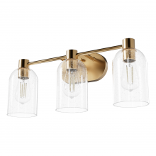  45229 - Hunter Lochemeade Alturas Gold with Clear Seeded Glass 3 Light Bathroom Vanity Wall Light Fixture