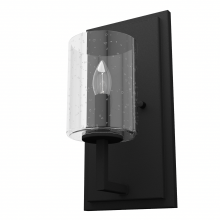  19544 - Hunter Kerrison Natural Black Iron with Seeded Glass 1 Light Sconce Wall Light Fixture