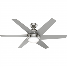  50976 - Hunter 52 inch Sotto Brushed Nickel Ceiling Fan with LED Light Kit and Handheld Remote