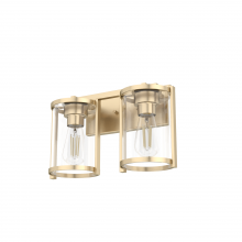  48001 - Hunter Astwood Alturas Gold with Clear Glass 2 Light Bathroom Vanity Wall Light Fixture