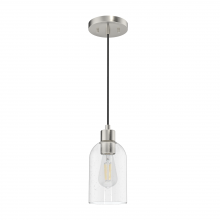  19200 - Hunter Lochemeade Brushed Nickel with Seeded Glass 1 Light Pendant Ceiling Light Fixture