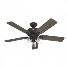  51595 - Hunter 52 inch Rosner Matte Black Ceiling Fan with LED Light Kit and Pull Chain
