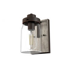 48017 - Hunter Devon Park Onyx Bengal and Barnwood with Clear Glass 1 Light Sconce Wall Light Fixture