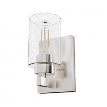  13071 - Hunter Hartland Brushed Nickel with Seeded Glass 1 Light Sconce Wall Light Fixture