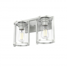  48002 - Hunter Astwood Brushed Nickel with Clear Glass 2 Light Bathroom Vanity Wall Light Fixture