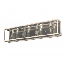  19676 - Hunter Squire Manor Brushed Nickel and Bleached Wood 4 Light Bathroom Vanity Wall Light Fixture