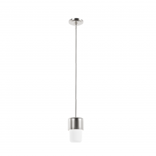 19278 - Hunter Station Brushed Nickel with Frosted Cased White Glass 1 Light Pendant Ceiling Light Fixture