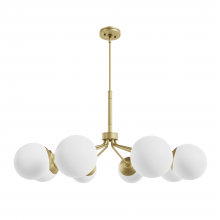  19853 - Hunter Hepburn Modern Brass with Cased White Glass 8 Light Chandelier Ceiling Light Fixture