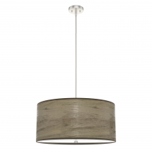  19384 - Hunter Solhaven Warm Grey Oak and Brushed Nickel with Painted Cased White Glass 4 Light Pendant Ceil