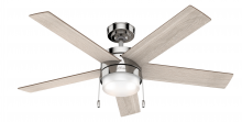  59621 - Hunter 52 inch Claudette Polished Nickel Ceiling Fan with LED Light Kit and Pull Chain