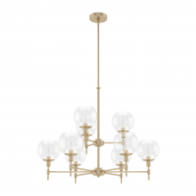  19745 - Hunter Xidane Alturas Gold with Clear Glass 9 Light Chandelier Ceiling Light Fixture