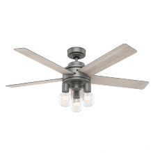  51842 - Hunter 52 inch Hardwick Matte Silver Ceiling Fan with LED Light Kit and Handheld Remote