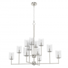  19531 - Hunter Kerrison Brushed Nickel with Seeded Glass 12 Light Chandelier Ceiling Light Fixture