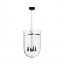  19320 - Hunter Sacha Natural Black Iron with Clear Glass 4 Light Pendant Ceiling Light Fixture