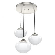  19500 - Hunter Saddle Creek Brushed Nickel with Cased White Glass 3 Light Pendant Cluster Ceiling Light Fixt