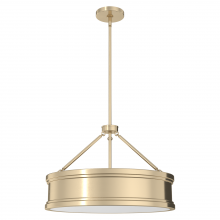  19611 - Hunter Capshaw Alturas Gold with Painted Cased White Glass 5 Light Pendant Ceiling Light Fixture