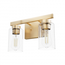  13075 - Hunter Hartland Alturas Gold with Seeded Glass 2 Light Bathroom Vanity Wall Light Fixture