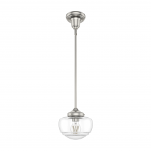  19029 - Hunter Saddle Creek Brushed Nickel with Seeded Glass 1 Light Pendant Ceiling Light Fixture