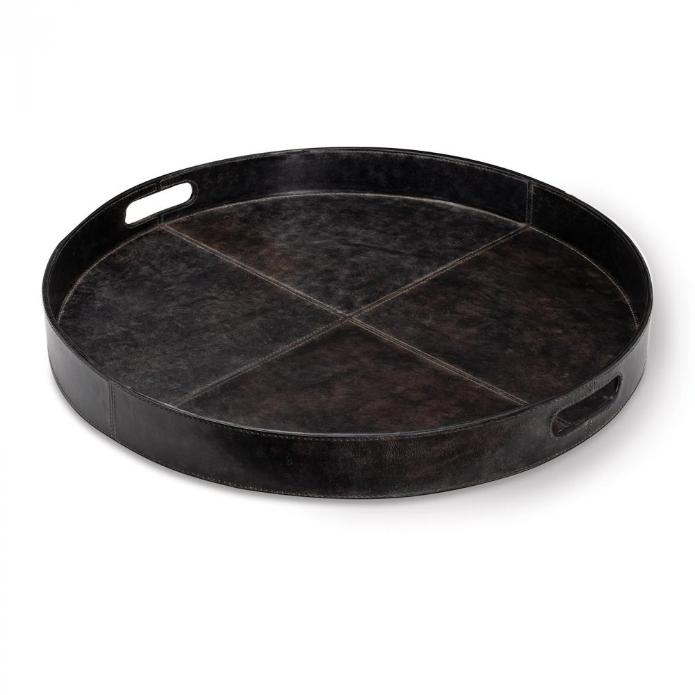 Regina Andrew Derby Round Leather Tray (Black)