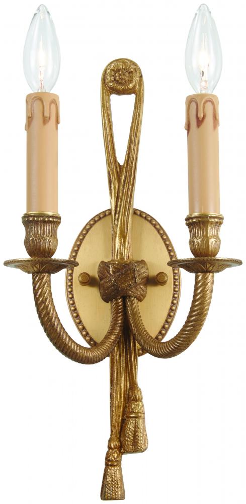 2LT WALL SCONCE ANTIQUE GOLD