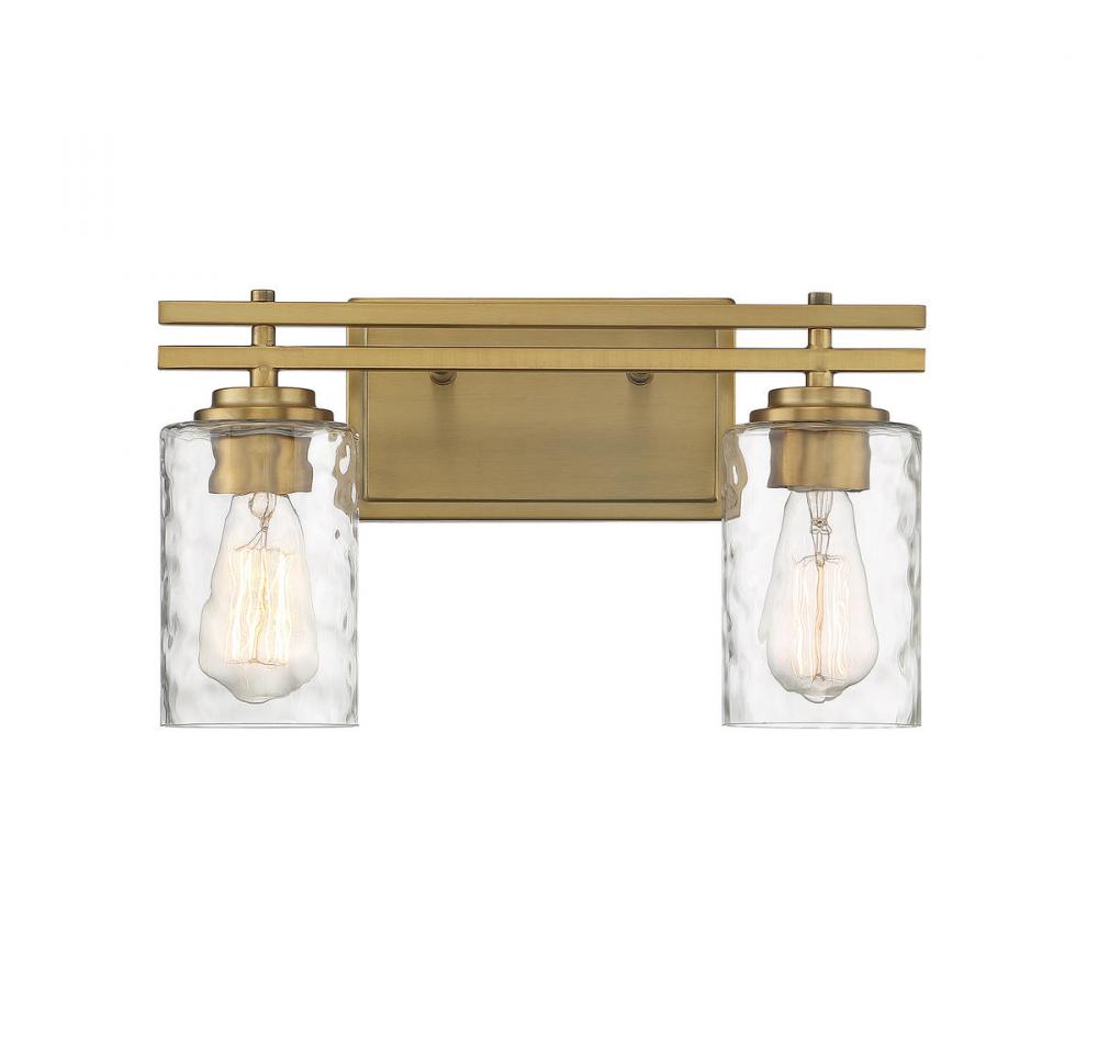 Baxter 2-Light Bathroom Vanity Light in Warm Brass