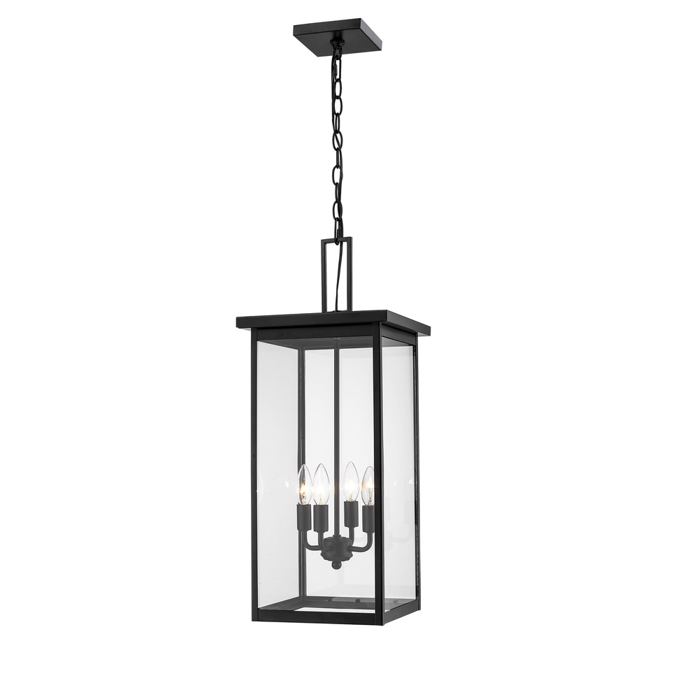 Barkeley 4-Light Outdoor Hanging Lantern Powder Coated Black