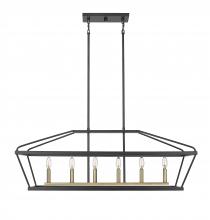  13406-MB/VB - Surrey 6-Light Chandelier Ceiling Light Matte Black / Vintage Brass