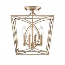  4004-PMG - Tracy 4-Light Semi-Flush Ceiling Mount Painted Modern Gold