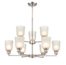  2819-BN - Amberle 9-Light Chandelier Ceiling Light Brushed Nickel