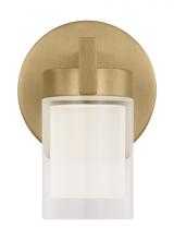 KWWS19927NB-277 - The Esfera Small Damp Rated 1-Light Integrated Dimmable LED Wall Sconce in Natural Brass