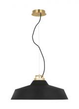  SLPD13027BNB - The Forge X-Large Short 1-Light Damp Rated Integrated Dimmable LED Ceiling Pendant in Natural Brass