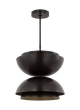  SLPD13227BZ - The Shanti Large Double 2-Light Damp Rated Integrated Dimmable LED Ceiling Pendant in Dark Bronze