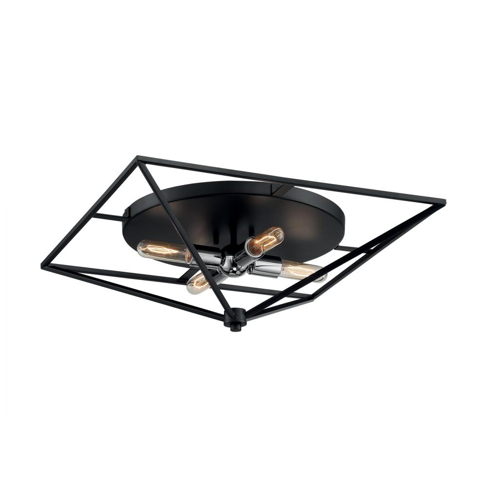 Legend - 4 Light Flush Mount with- Black and Polished Nickel Finish