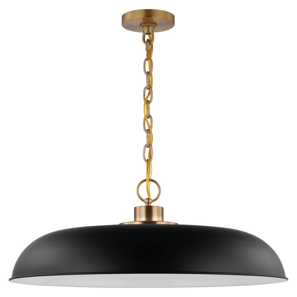 Colony; 1 Light; Large Pendant; Matte Black with Burnished Brass