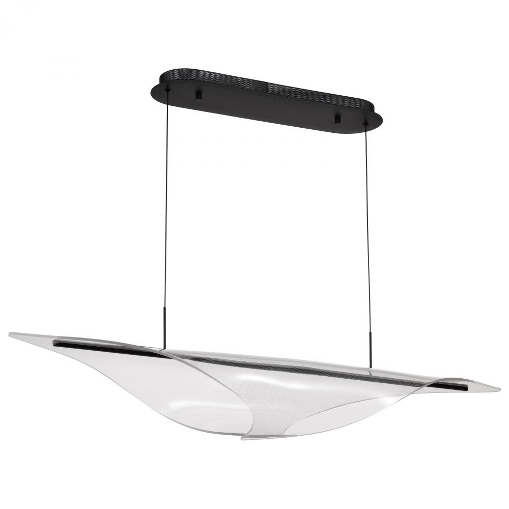 Geneva; 46 Inch LED Island Pendant; Matte Black; Etched Acrylic Lens