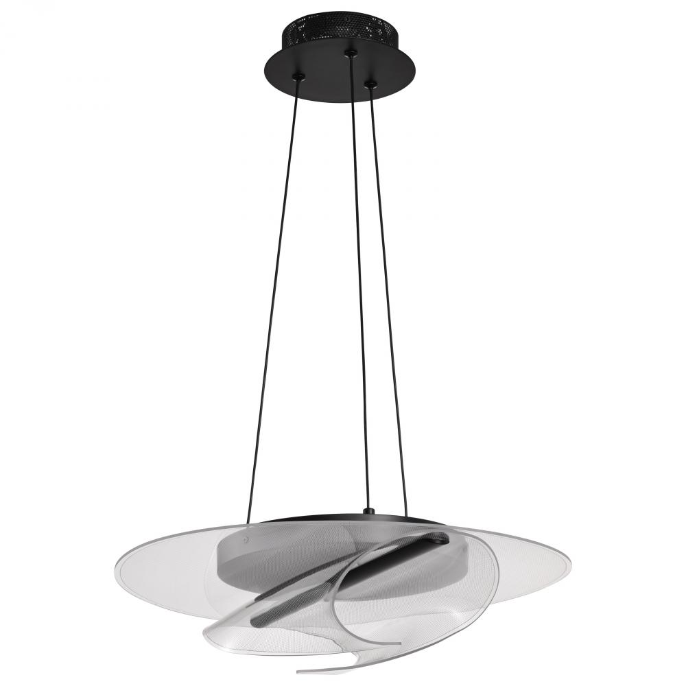 Geneva; 18 Inch LED Pendant; Matte Black; Etched Acrylic Lens