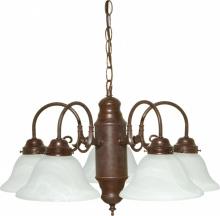  60/1291 - 5 Light - Chandelier with Alabaster Glass - Old Bronze Finish