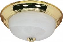  60/213 - 2 Light - 11" Flush with Alabaster Glass - Polished Brass Finish