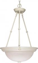  60/227 - 3-Light 15" Hanging Pendant Light Fixture in Textured White Finish with Alabaster Glass