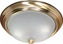  60/238 - 2-Light Flush Mount Ceiling Light Fixture in Antique Brass Finish with Frosted Swirl Glass