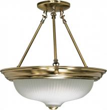  60/242 - 3-Light Semi Flush Mount Ceiling Light Fixture in Antique Brass Finish with Frosted Swirl Glass