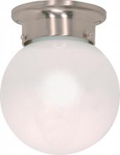  60/245 - 1 Light - 6" Flush with White Glass - Brushed Nickel Finish