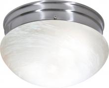  60/2635 - 2-Light Medium Flush Mount Ceiling Light in Brushed Nickel Finish with Alabaster Mushroom Glass and
