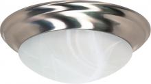  60/285 - 3 Light - 17" Flush with Alabaster Glass - Brushed Nickel Finish