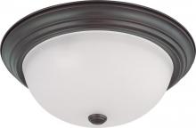  60/3147 - 3 Light - 15" Flush with Frosted White Glass - Mahogany Bronze Finish