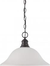  60/3173 - 1 Light - 16" Pendant with Frosted White Glass - Mahogany Bronze Finish