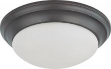  60/3176 - 2 Light - 14" Flush with Frosted White Glass - Mahogany Bronze Finish