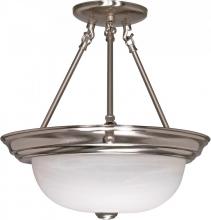  60/3185 - 2-Light Medium Semi Flush Light Fixture in Brushed Nickel Finish with Alabaster Glass and (2) 13W