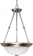  60/3187 - 3-Light Small Pendant Light in Brushed Nickel Finish with Alabaster Glass and (3) 13W GU24 Lamps