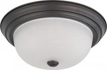  60/3336 - 2-Light 13" Flush Mount Ceiling Light in Mahogany Bronze Finish with Frosted White Glass and (2)